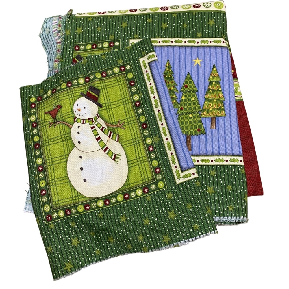 Debbie Mumm MMFab Christmas Snowman Apron Oven Mitt Canvas Fabric Panel Y2K Vtg